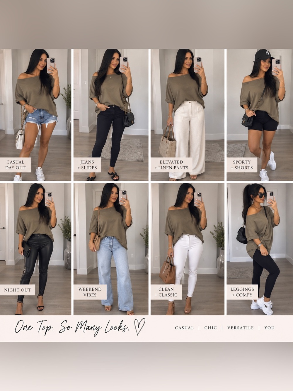 Nuuds Olive / Green  Off-Shoulder Relaxed Tunic Top XXL